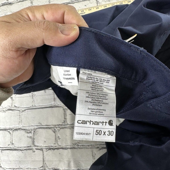 Carhartt Mens Cargo Pants 50x30 Navy Blue Rugged Flex Straight Fit Workwear New - Picture 8 of 11